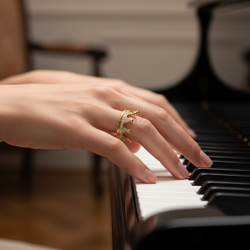 9 point diamond crown bands in 14k